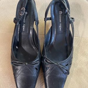 Sling back black heels